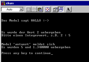 Screenshot des ausgefhrten Programms