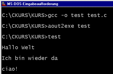 Screenshot des ausgefhrten Programms